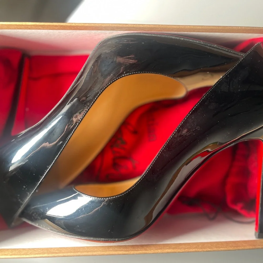 Christian Louboutin Black and Red Stiletto Heels - Picture 6 of 7